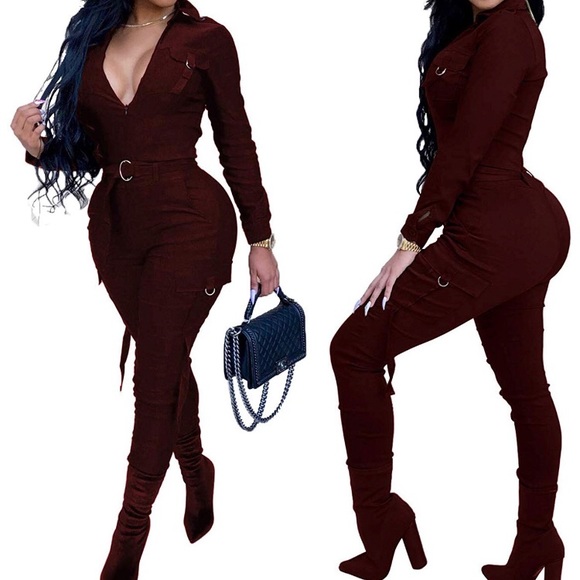 Pants - NWOT Wine Red Bodysuit Jumpsuit